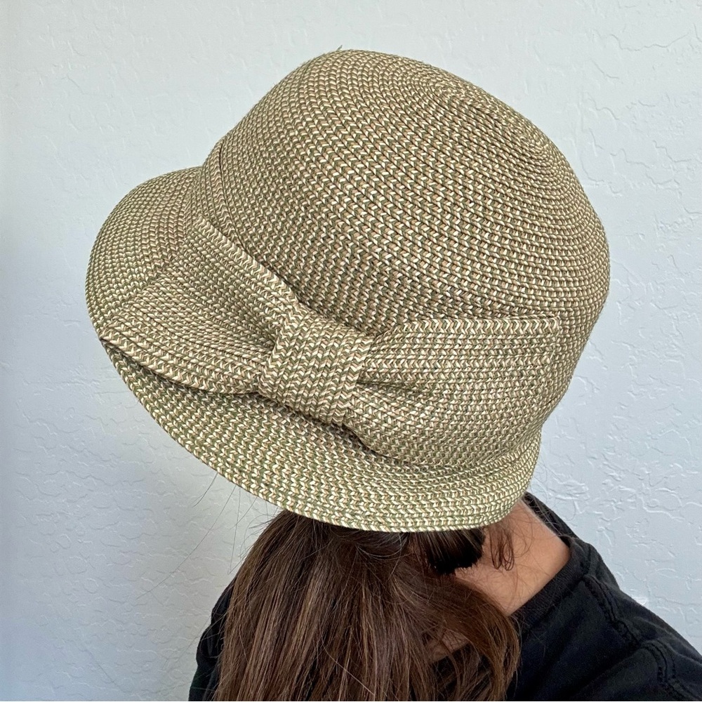 David & Young Paper Braid Tweed Woven Bucket Hat with Bow Cottagecore